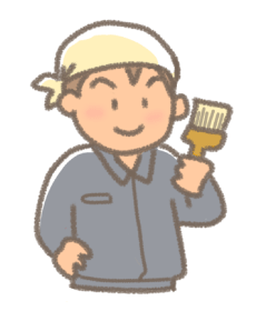 ハケを持った職人のイラスト